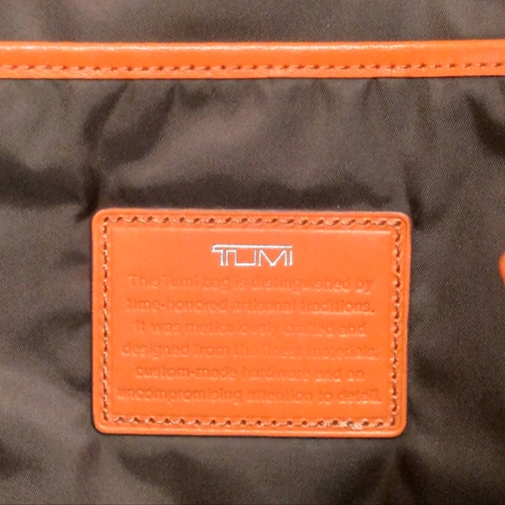 Tumi Orange Leather Tote Shoulder Bag - Picture 6 of 14